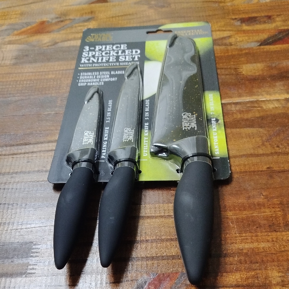 Black 3-Piece Speckled Knife Set